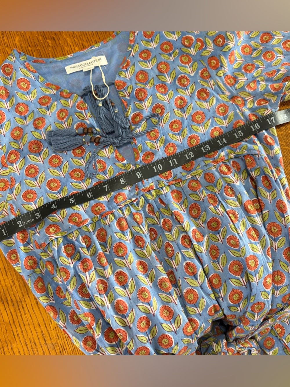 Emerson Fry India Collection Heirloom Midi Dress~Wednesday Flower Blues - Picture 13 of 14